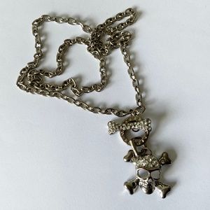 Vintage Y2K Goth Skull and Cross Bones Necklace Silver tone